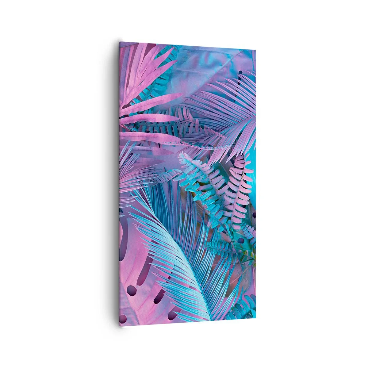Quadro em tela - Trópicos em rosa e azul - 65x120 cm