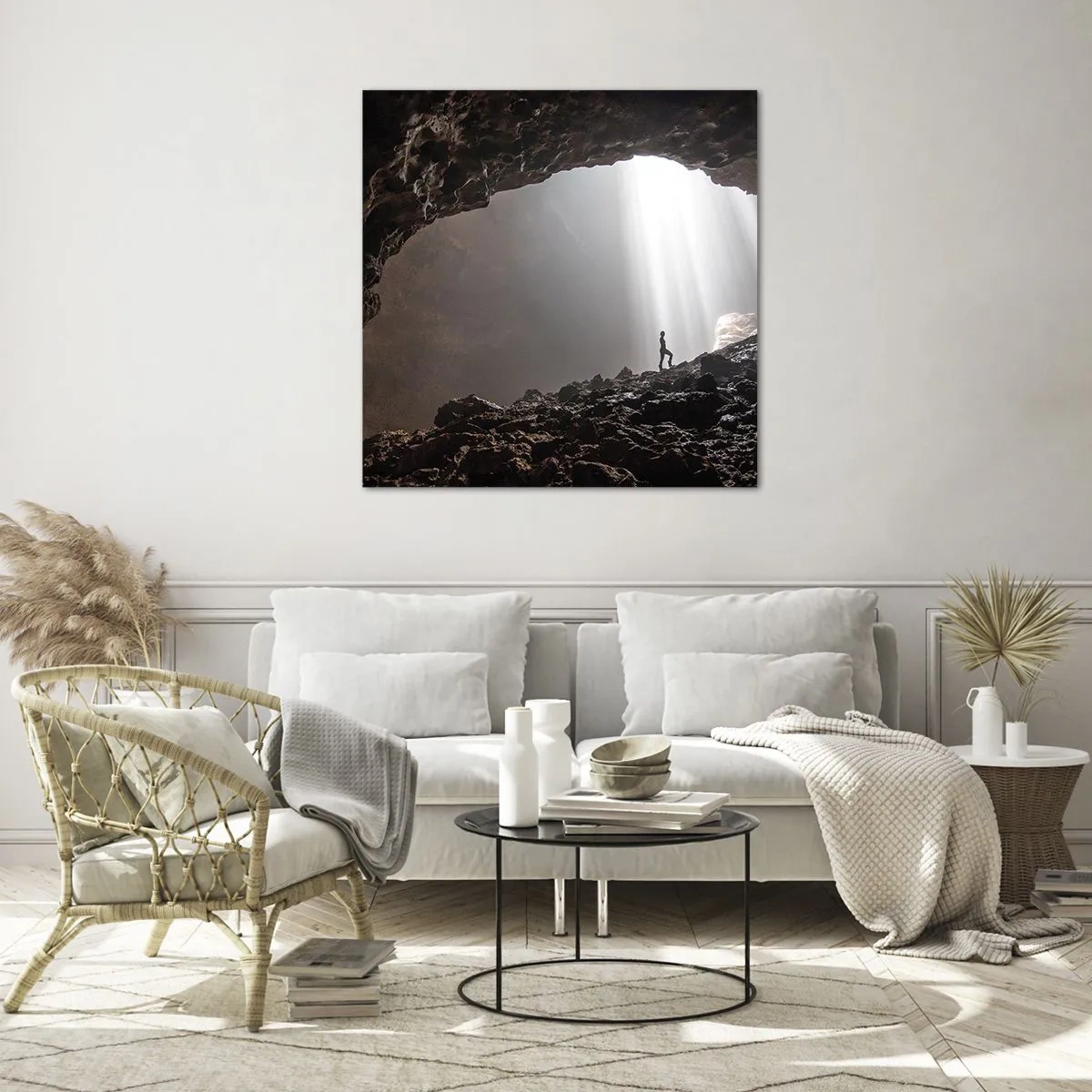 Quadro em vidro - Gruta luminosa - 70x70 cm