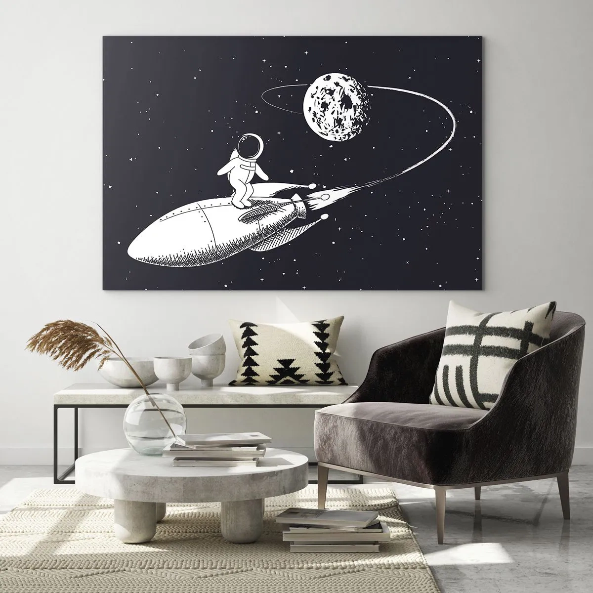 Quadro em vidro - Surfista espacial - 120x80 cm