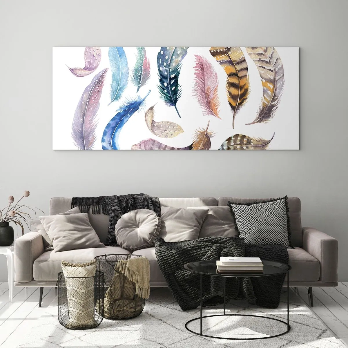 Quadro em vidro - Leve, heterogéneo e multicolorido - 140x50 cm