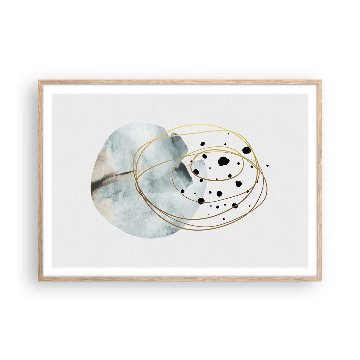 Pôster com moldura de carvalho claro - No abraço ao espaço - 100x70 cm