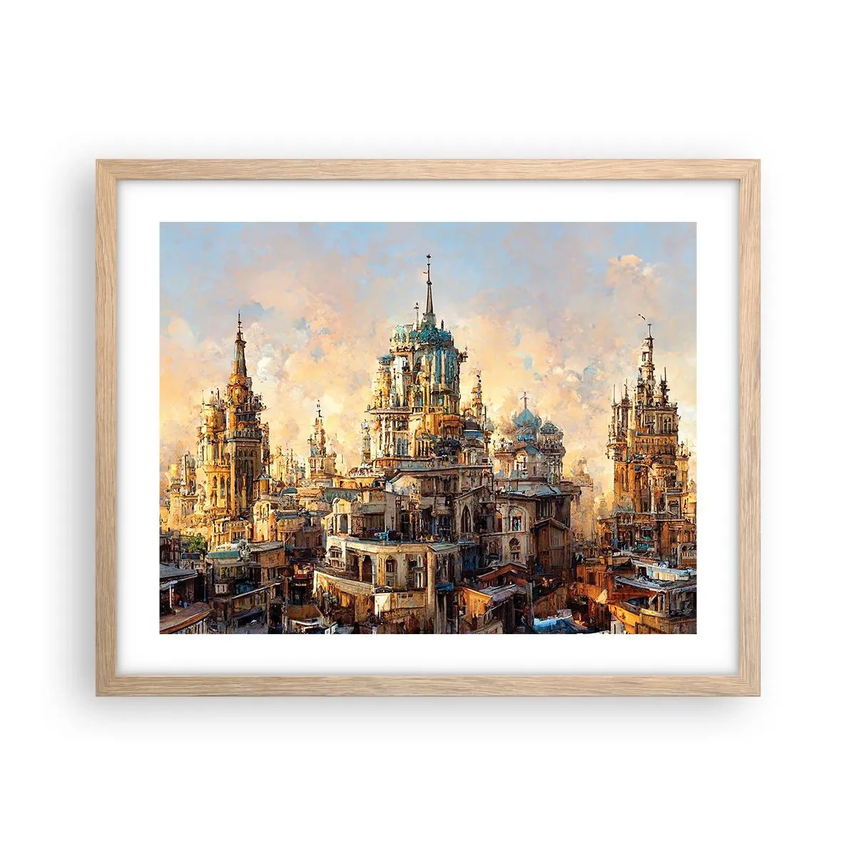 Pôster com moldura de carvalho claro - Cidade das cidades - 50x40 cm