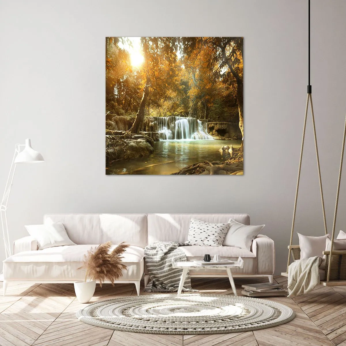 Quadro em tela - A cascata do parque - 30x30 cm