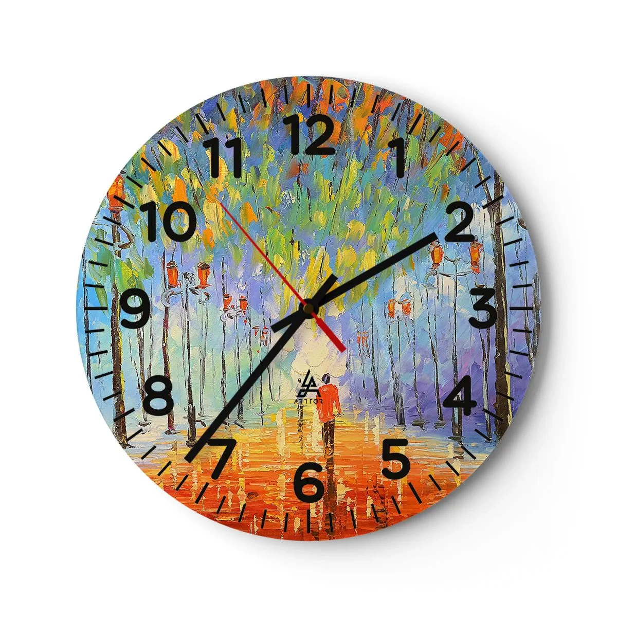 Relógio de parede - Relógio em vidro - Canto nocturno da chuva - 30x30 cm
