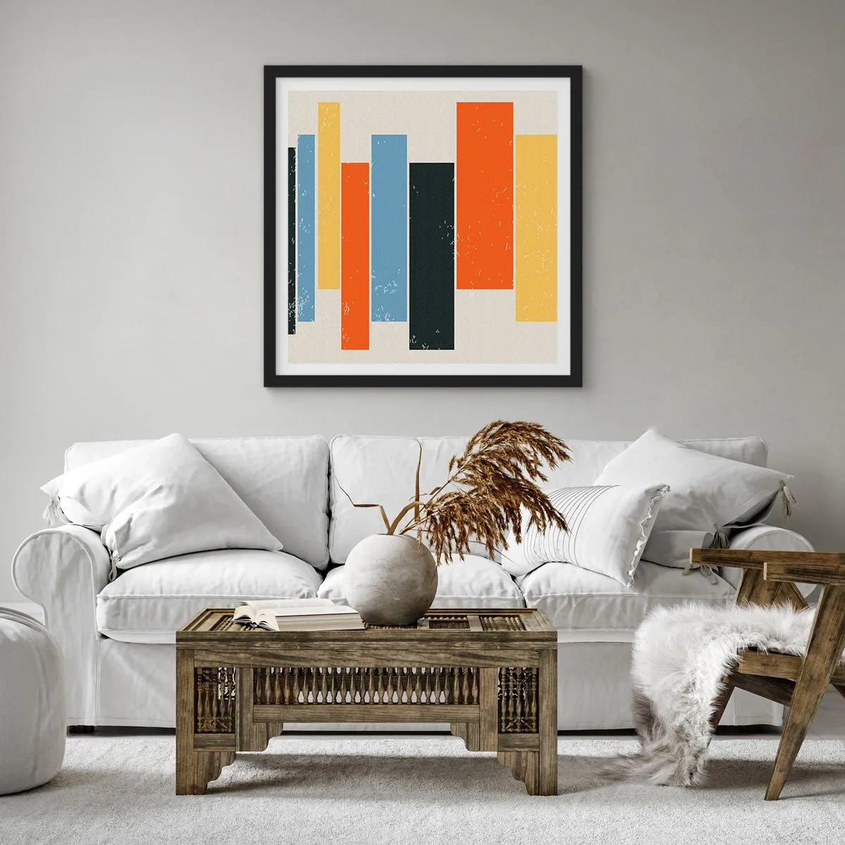 Pôster com moldura preta - Notação musical - 60x60 cm