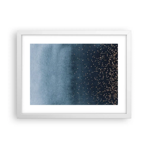 Pôster em moldura branca - Composição – fases azuis - 40x30 cm