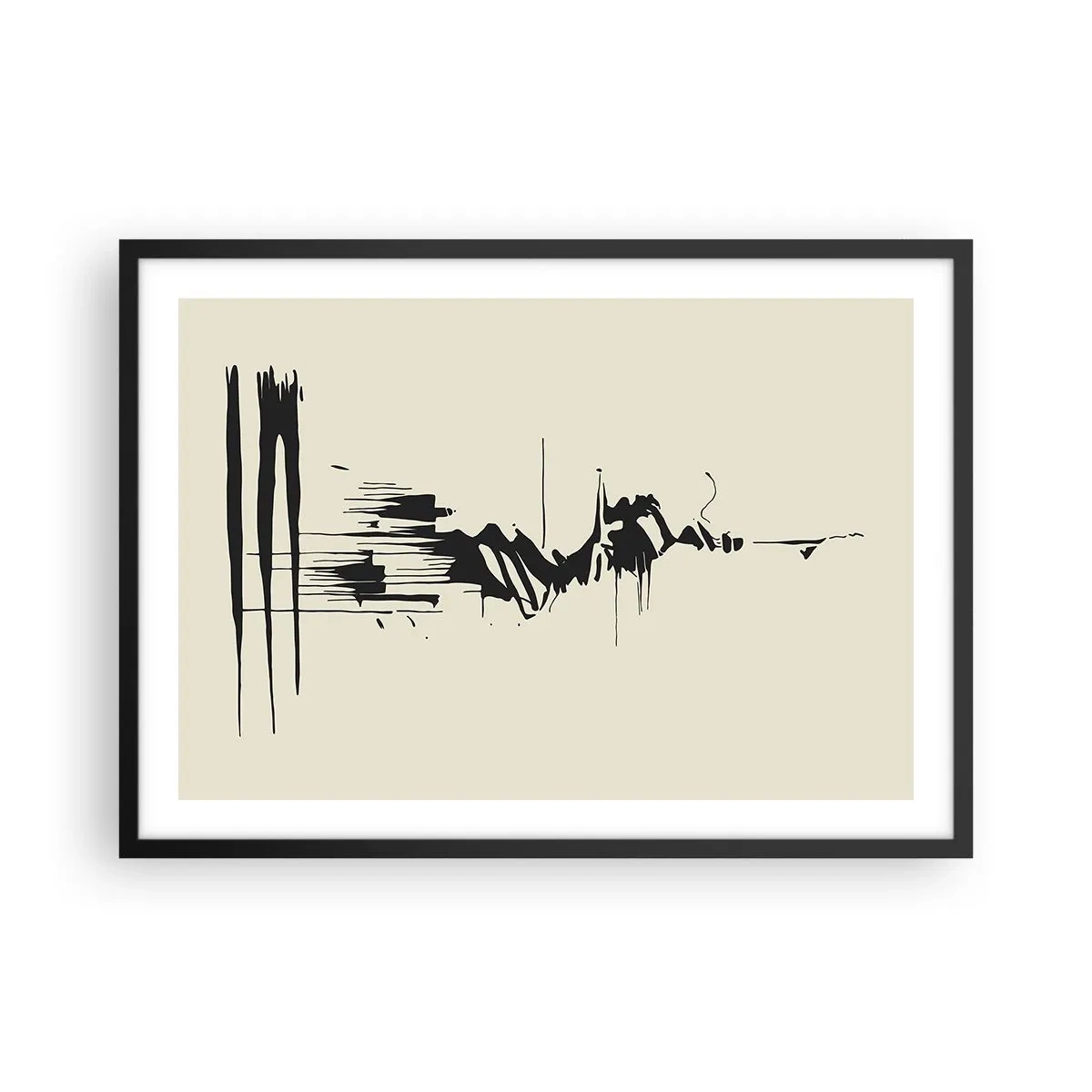 Pôster com moldura preta - Abstração apressada - 70x50 cm