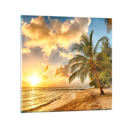 Quadro em vidro - Eterno verão, férias eternas - 40x40 cm