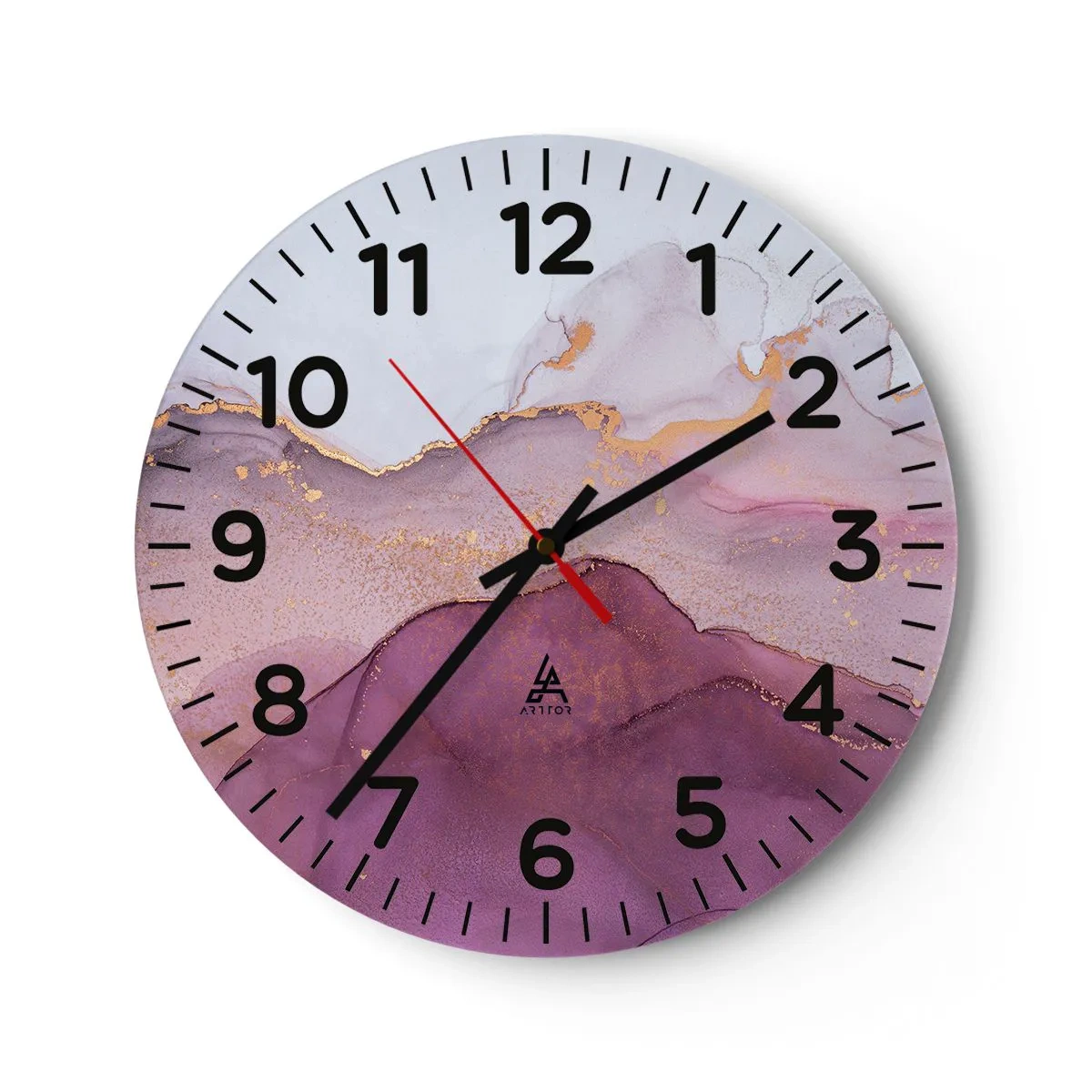 Relógio de parede - Relógio em vidro - Ondas de lilás e roxo - 40x40 cm