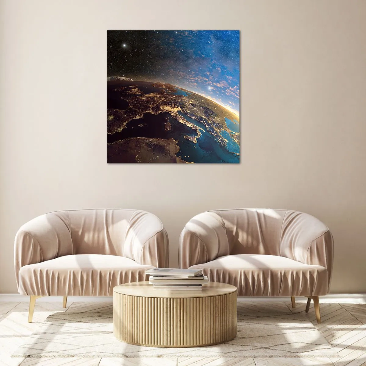 Quadro em vidro - Vamos olhar para nós mesmos à distância - 70x70 cm