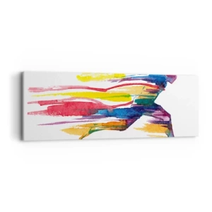 Quadro em tela - Correndo pelo arco-íris - 90x30 cm