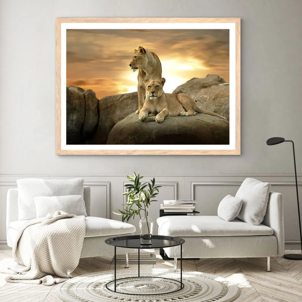 Pôster com moldura de carvalho claro - Majestade real - 100x70 cm