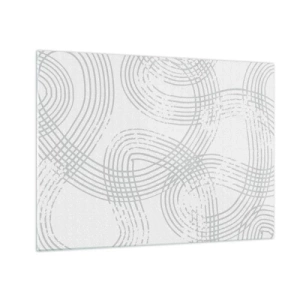 Quadro em vidro - Linhas curvas abstratas em tons de cinza sobre branco - 70x50cm - Não existe caminho reto - Decoração de parede moderna para a sala de estar e quarto ARTTOR