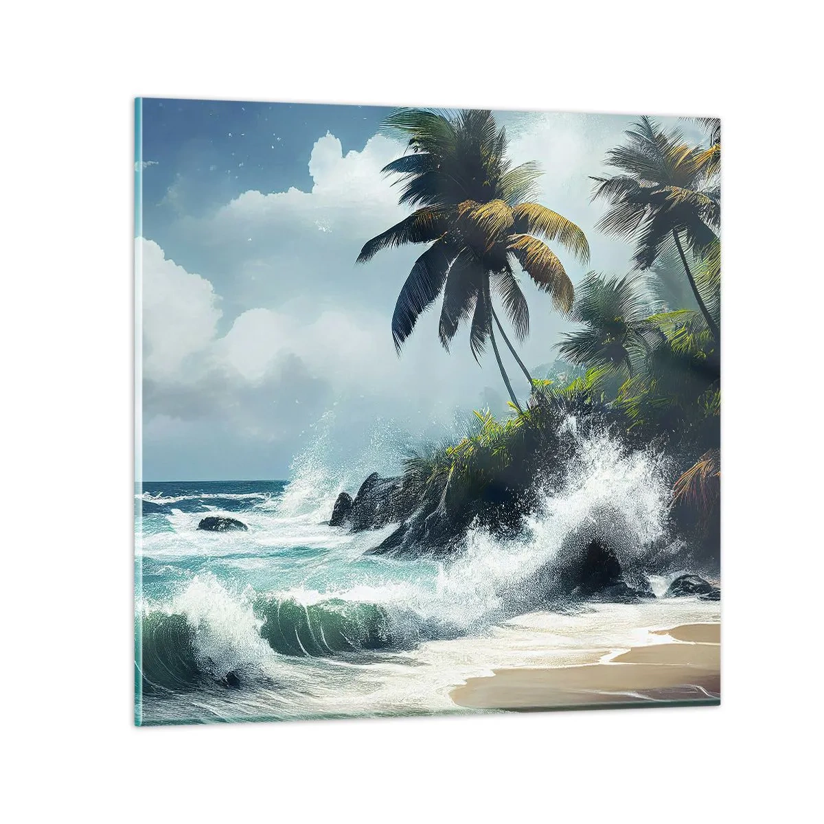 Quadro em vidro - Em uma costa tropical - 60x60 cm