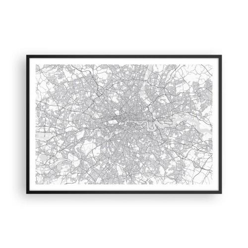 Pôster com moldura preta - Mapa do labirinto de Londres - 100x70 cm