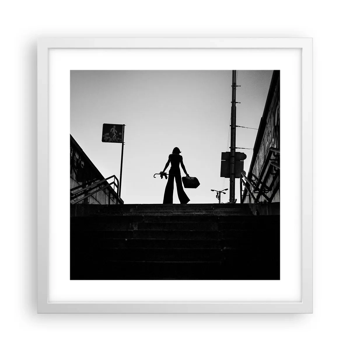 Pôster em moldura branca - Caminhadas urbanas - 40x40 cm