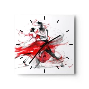 Relógio de parede - Relógio em vidro - Tango - o ritmo da paixão - 40x40 cm