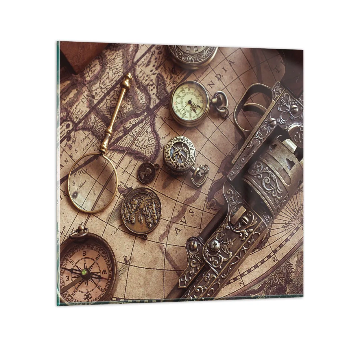 Quadro em vidro - A aventura nos chama - 60x60 cm