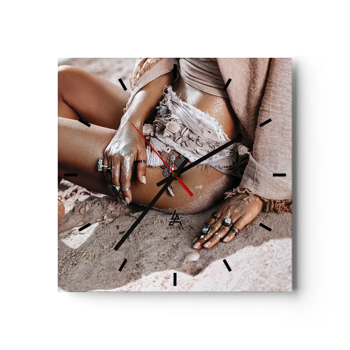 Relógio de parede - Relógio em vidro - Expulsa pelas ondas? - 40x40 cm