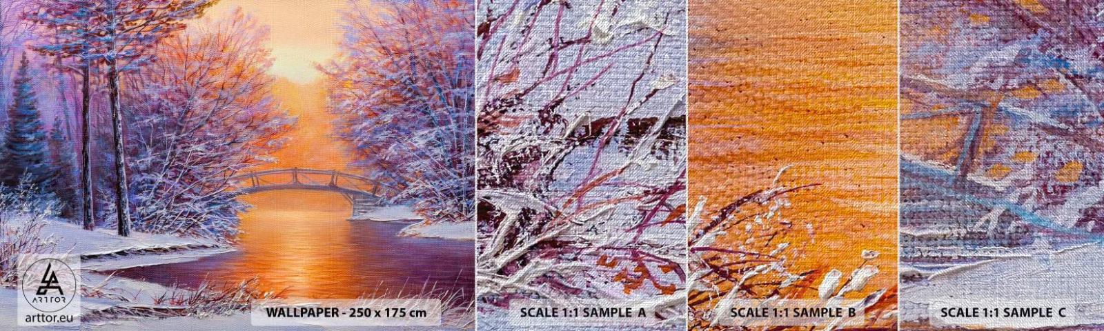 Amostra de papel de parede Premium Canvas - Vamos nos encontrar aqui - Paisagem, Parque, Ponte - 100x30 cm