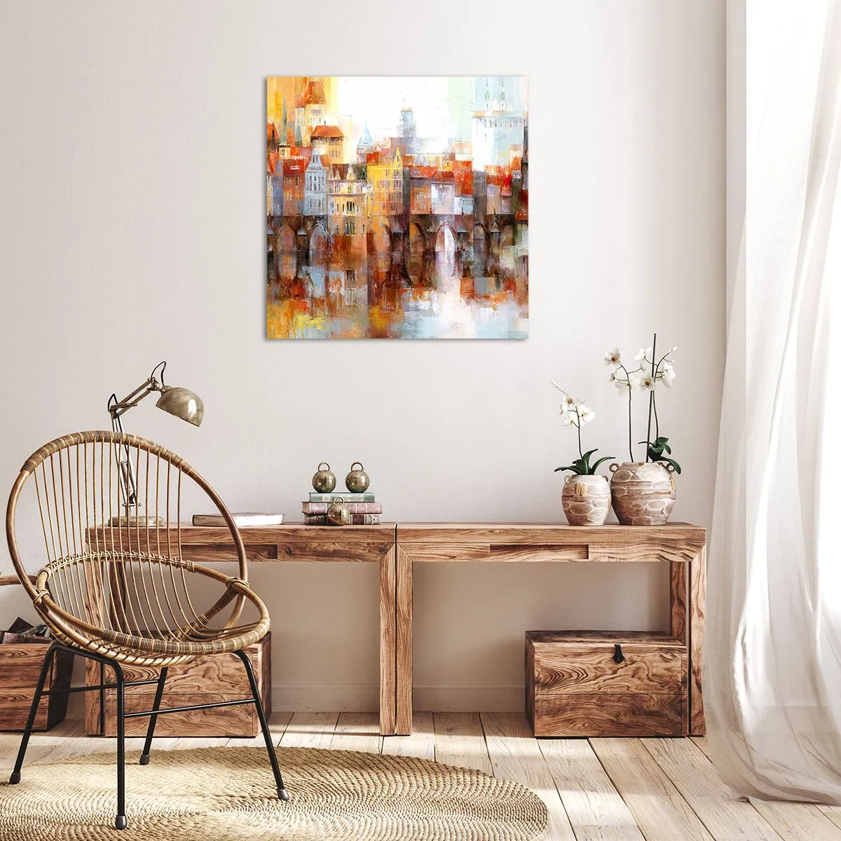 Quadro em tela - Debaixo da ponte também é bonito - 40x40 cm