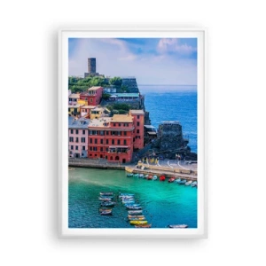 Pôster em moldura branca - Cidade mágica mediterrânea - 70x100 cm