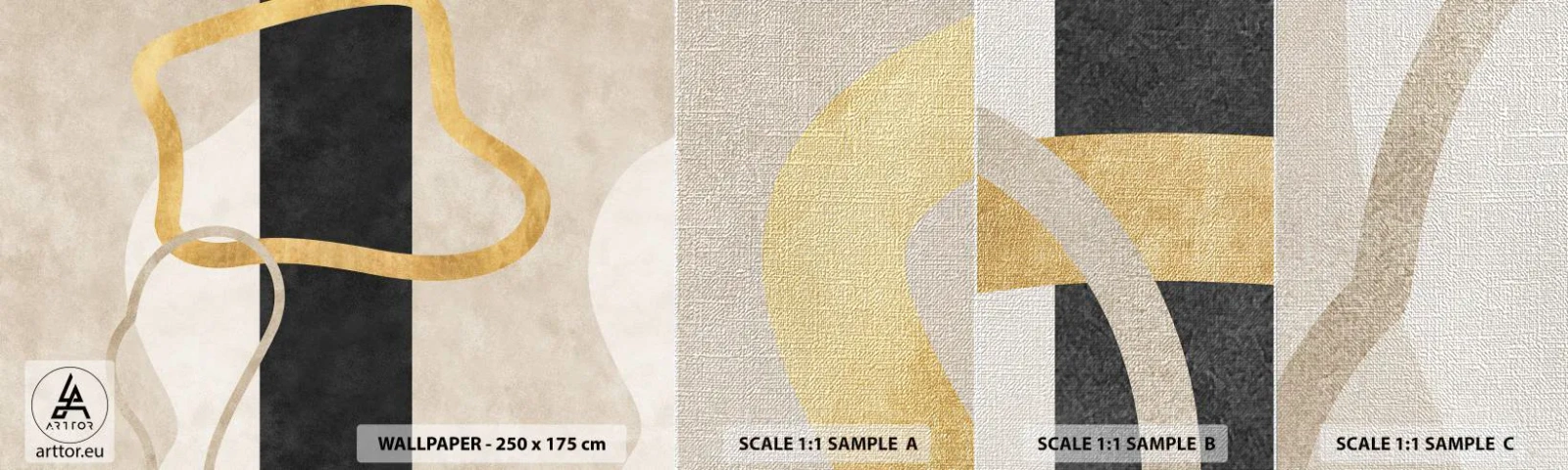 Amostra de papel de parede Premium Canvas - Formas em loop - Art Deco, Minimalismo, Abstracionismo - 100x30 cm