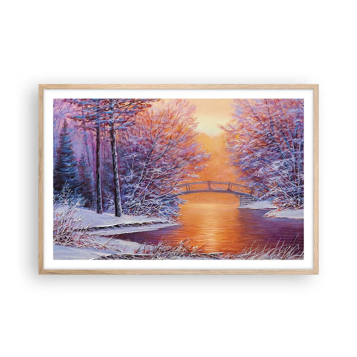 Pôster com moldura de carvalho claro - Vamos nos encontrar aqui - 91x61 cm