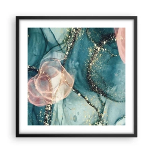 Pôster com moldura preta - Azul seda, rosa tule - 50x50 cm