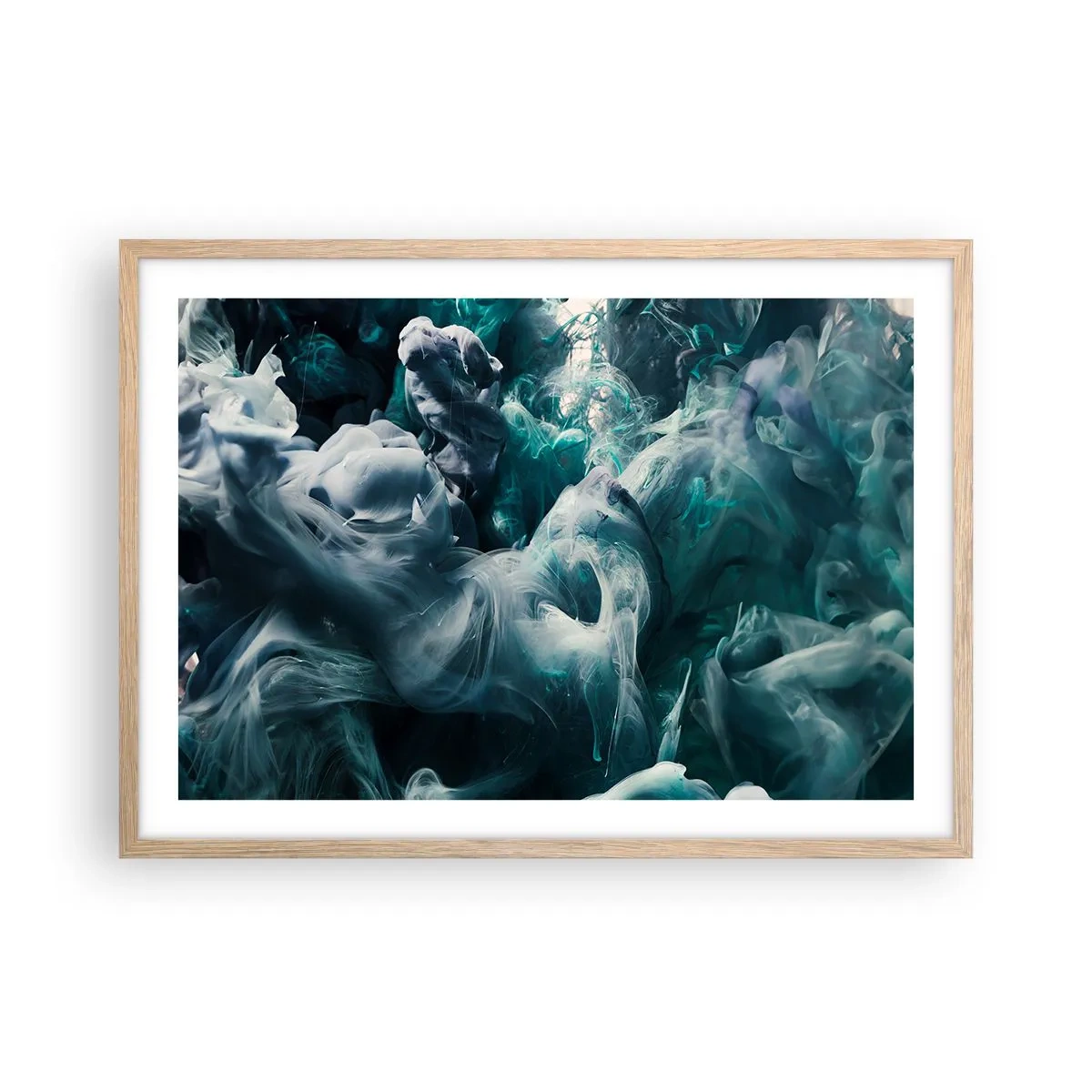 Pôster com moldura de carvalho claro - Movimento de cores - 70x50 cm