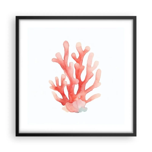 Pôster com moldura preta - Coral de cor coral - 50x50 cm