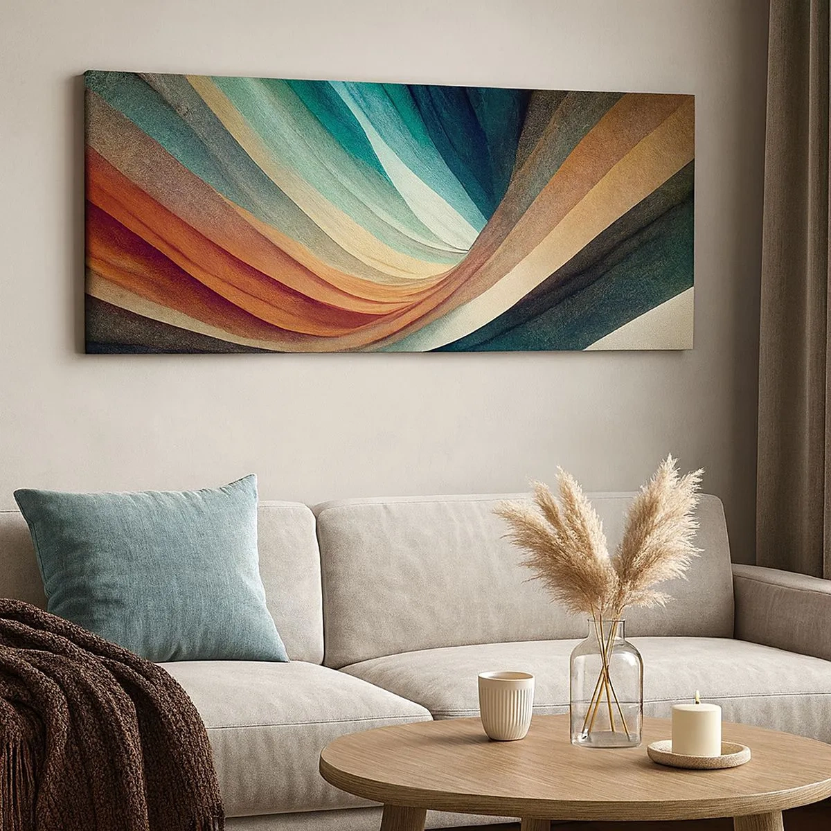 Quadro em tela - Tecido de cores - 100x40 cm