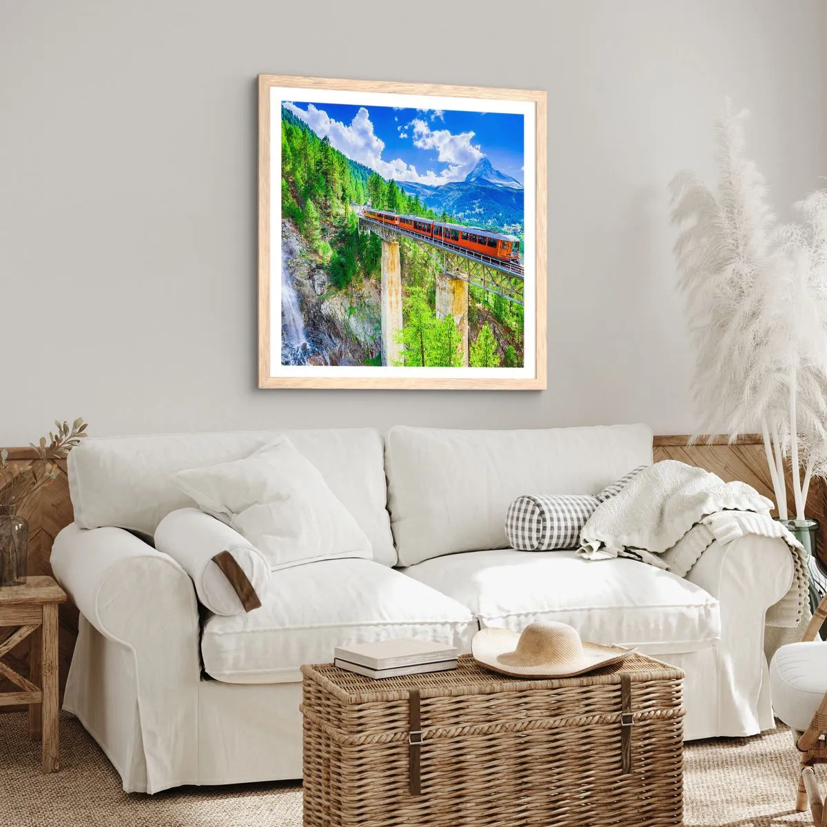 Pôster com moldura de carvalho claro - Hora dos Alpes - 50x50 cm