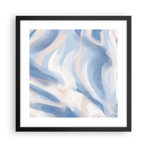 Pôster com moldura preta - Ondas azuis - 40x40 cm