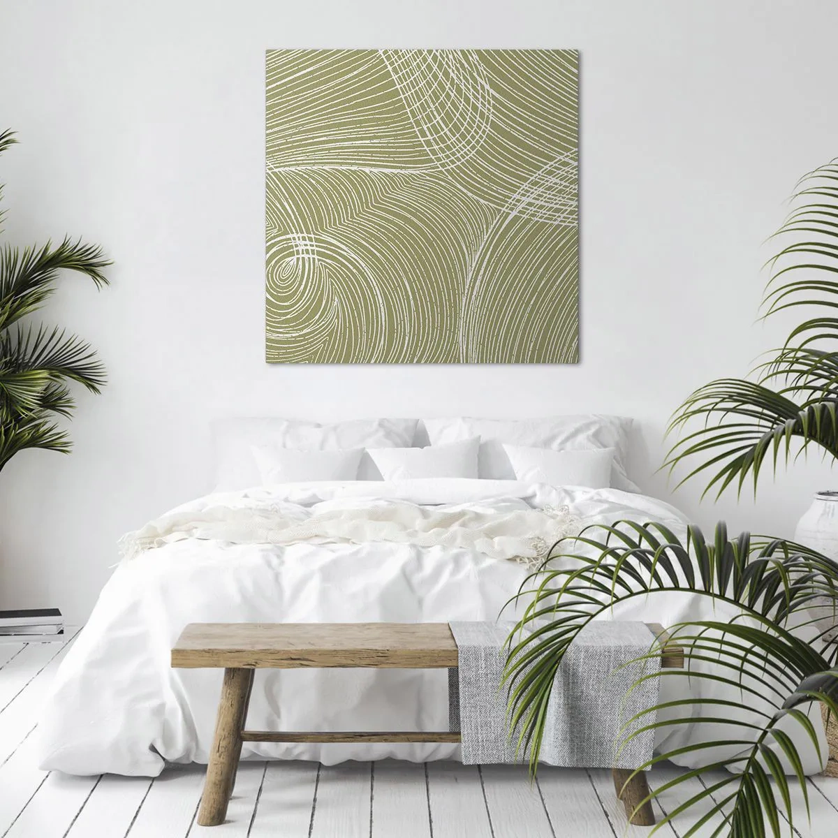 Quadro em tela - Abstração intrincada em branco - 60x60 cm