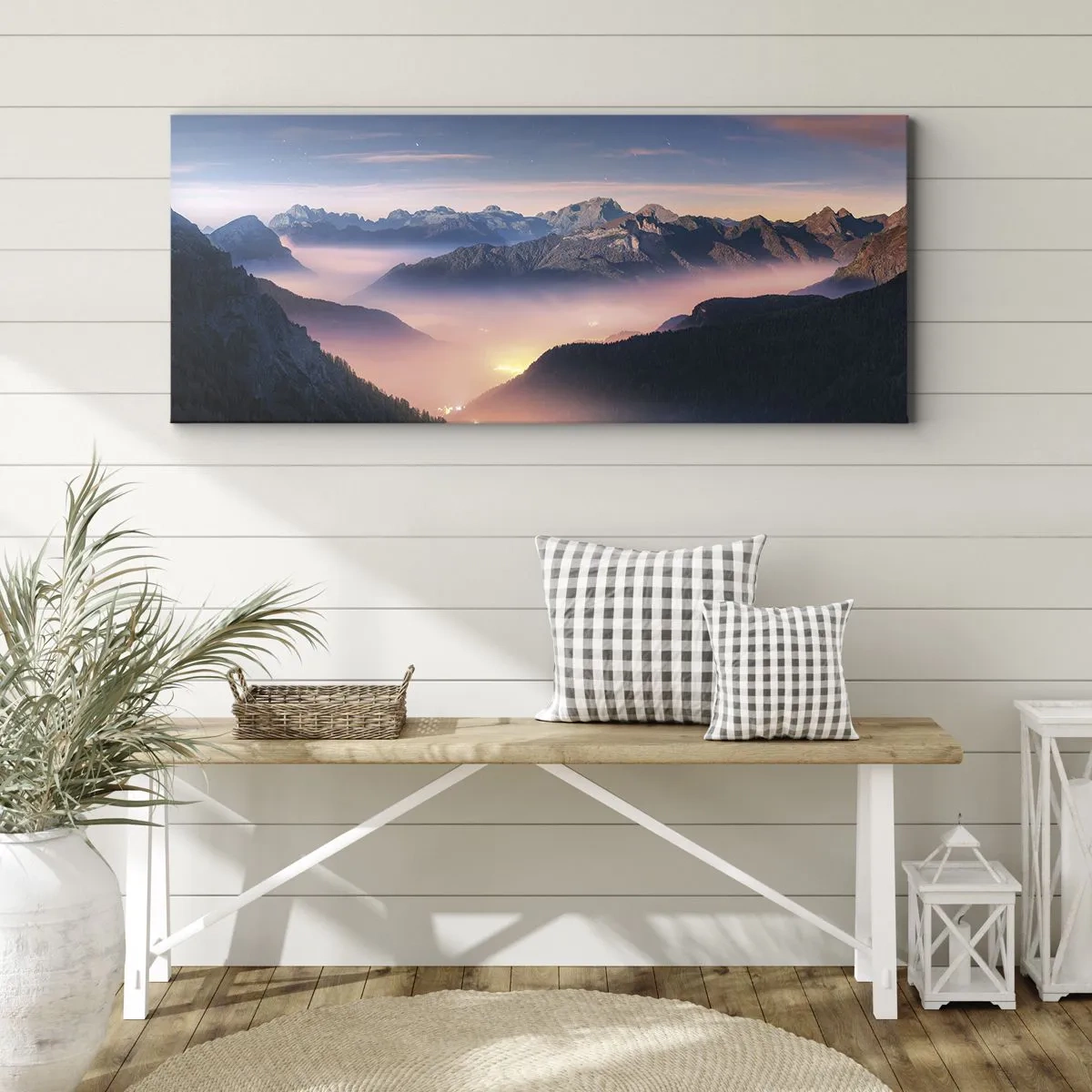Quadro em tela - Luz nos vales - 100x40 cm