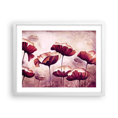 Pôster em moldura branca - Pétala vermelha e branca - 50x40 cm
