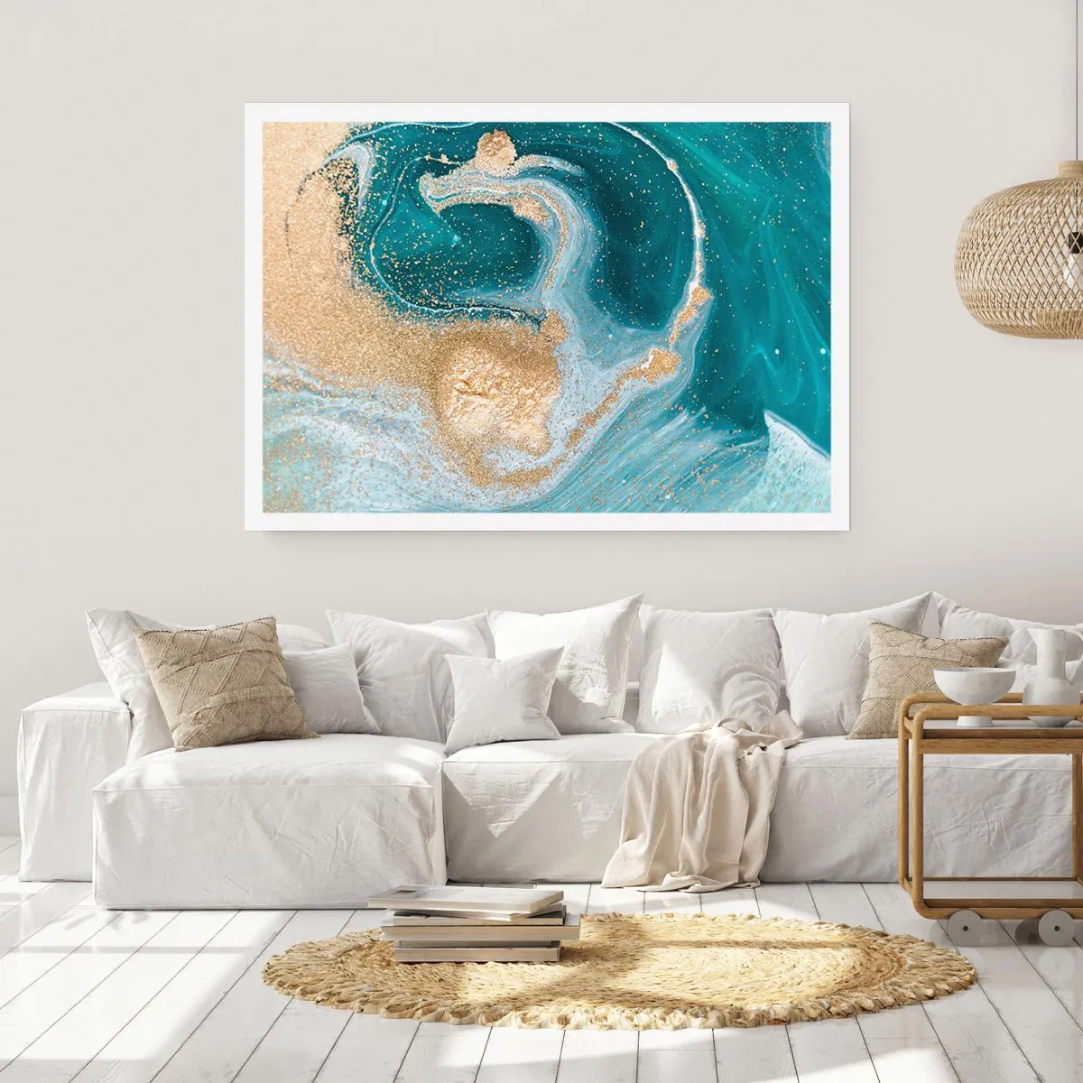 Pôster - Um vórtice de ouro e turquesa - 100x70 cm
