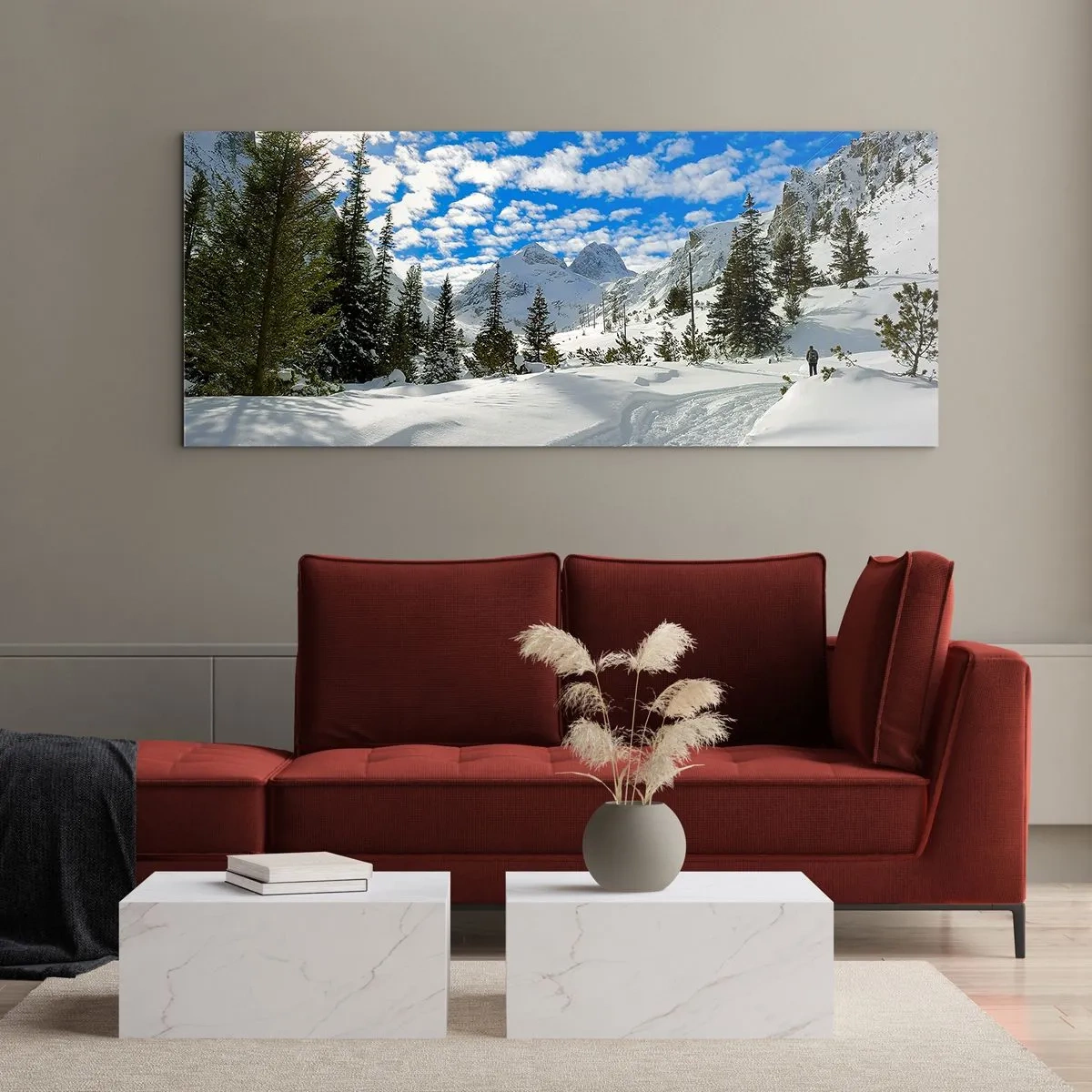 Quadro em vidro - Na neve e ao sol - 90x30 cm