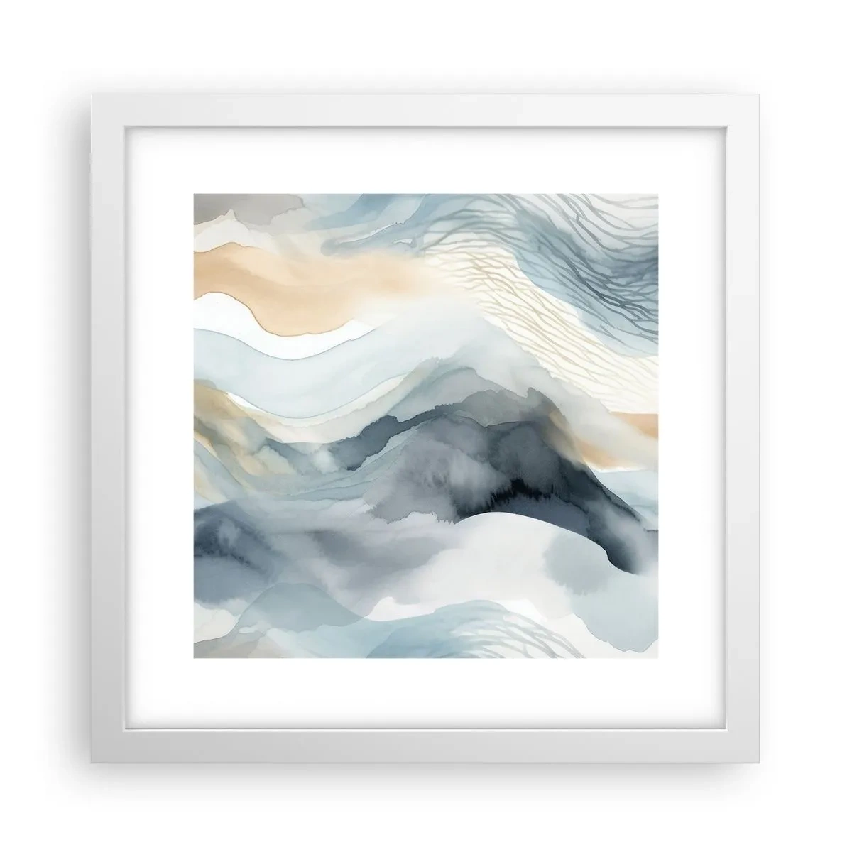Pôster em moldura branca - Abstração nevada e nebulosa - 30x30 cm