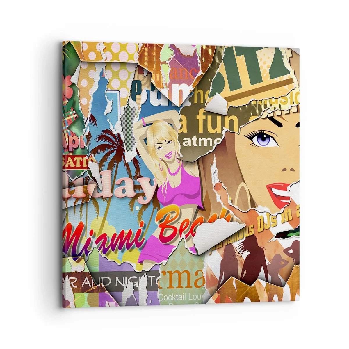 Quadro em tela - Flashbacks das férias - 70x70 cm