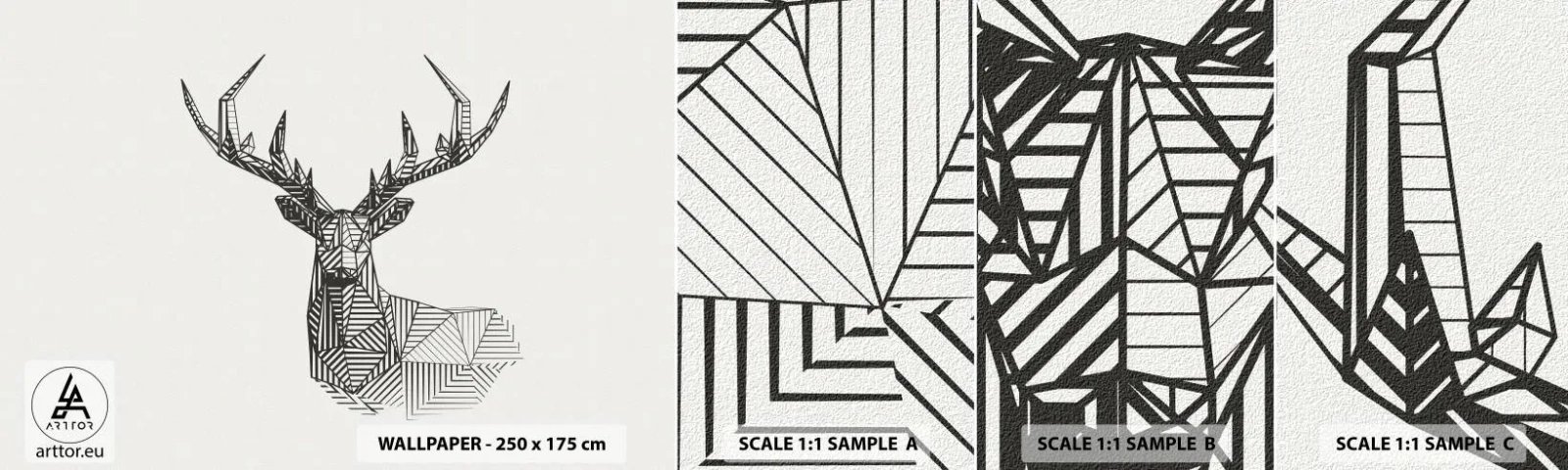 Amostra de Papel de Parede Standard Eco - Veado em estilo cubista - Abstração, Cervo, Animais - 100x30 cm