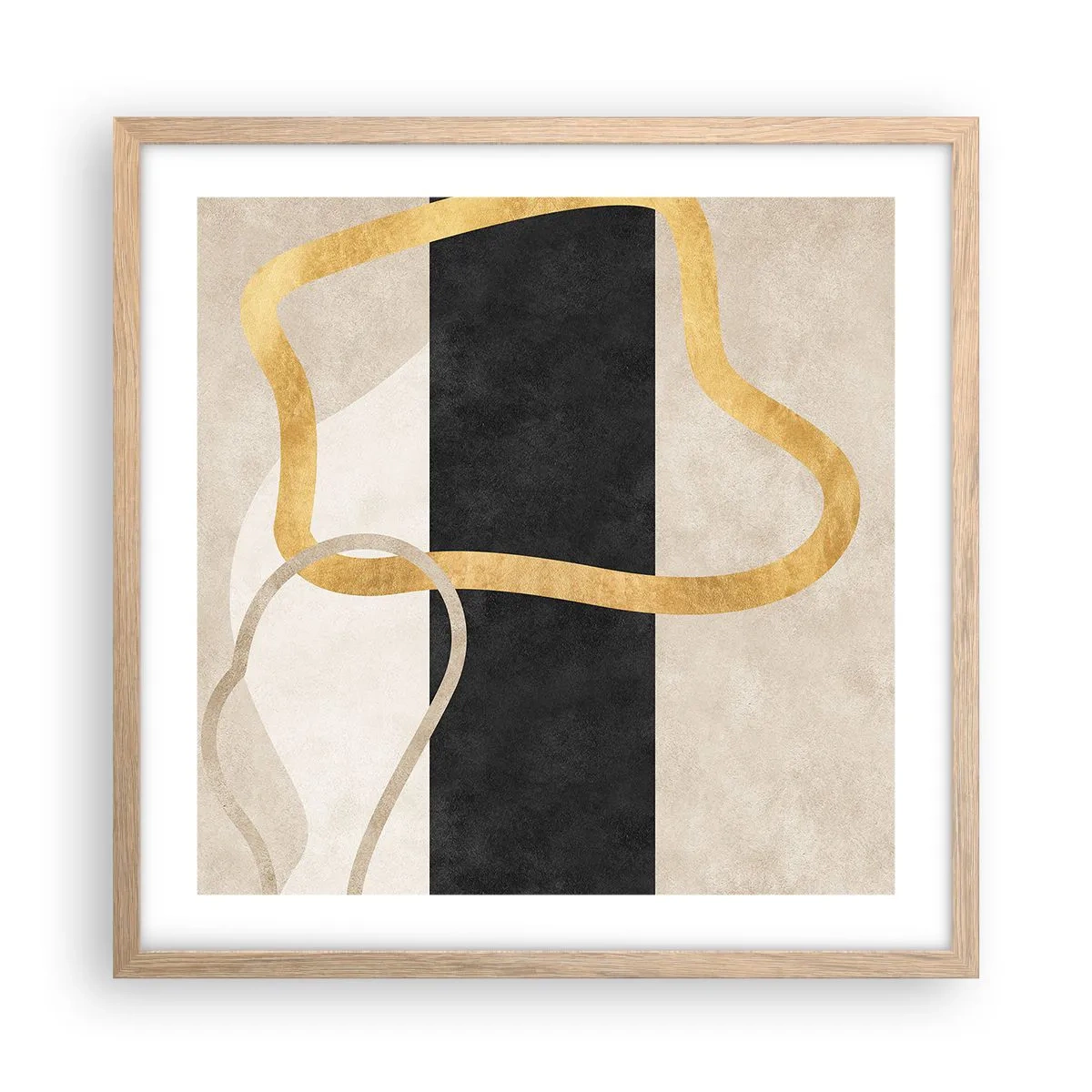 Pôster com moldura de carvalho claro - Formas em loop - 50x50 cm