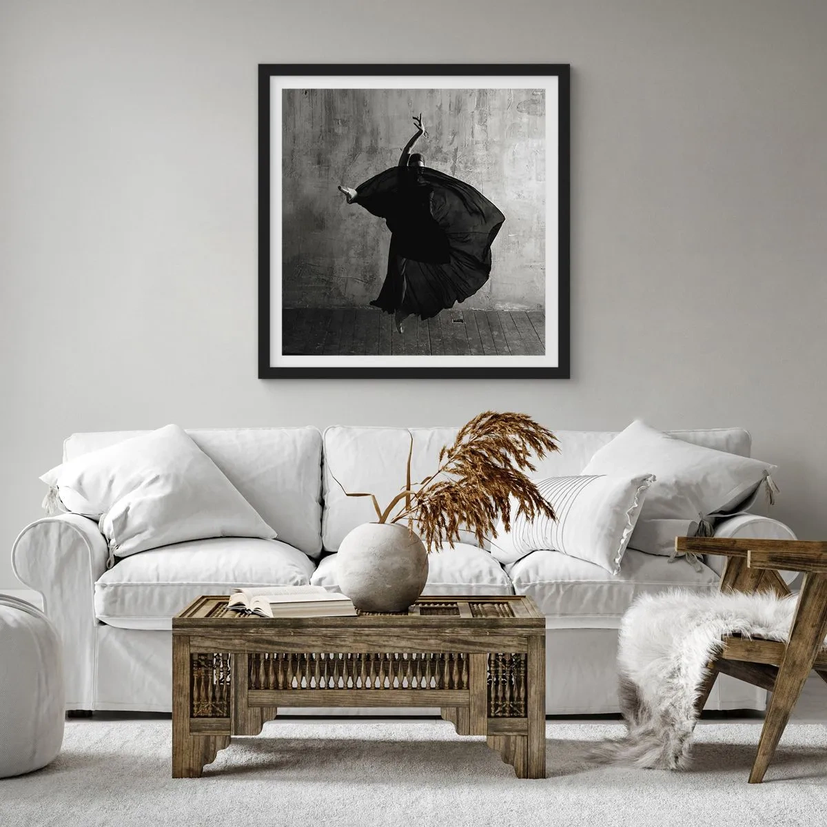 Pôster com moldura preta - Cheio de paixão - 50x50 cm