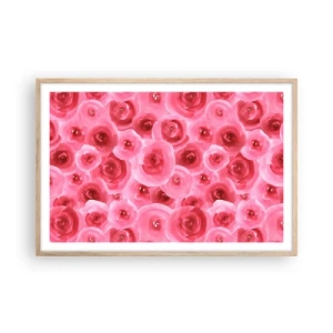 Pôster com moldura de carvalho claro - Rosas acima e abaixo - 91x61 cm