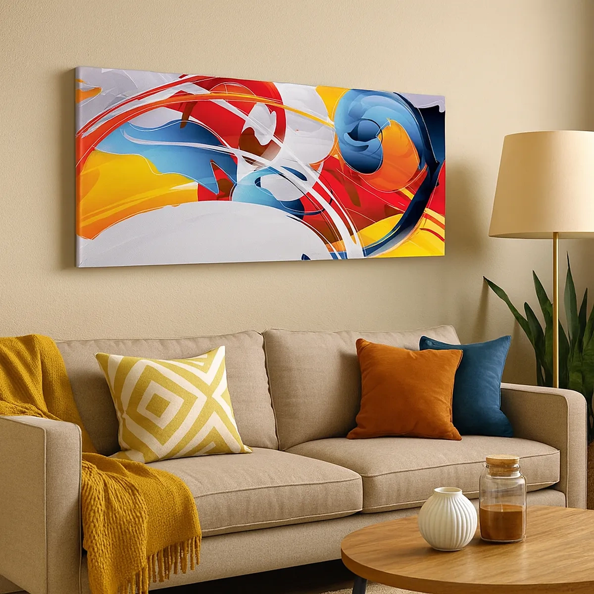 Quadro em tela - A dança dos elementos da natureza - 30x30 cm