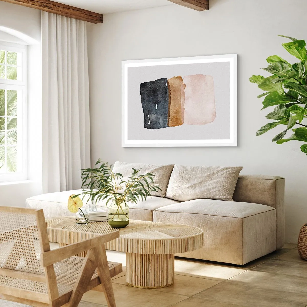 Pôster em moldura branca - Composição das cores da terra - 91x61 cm