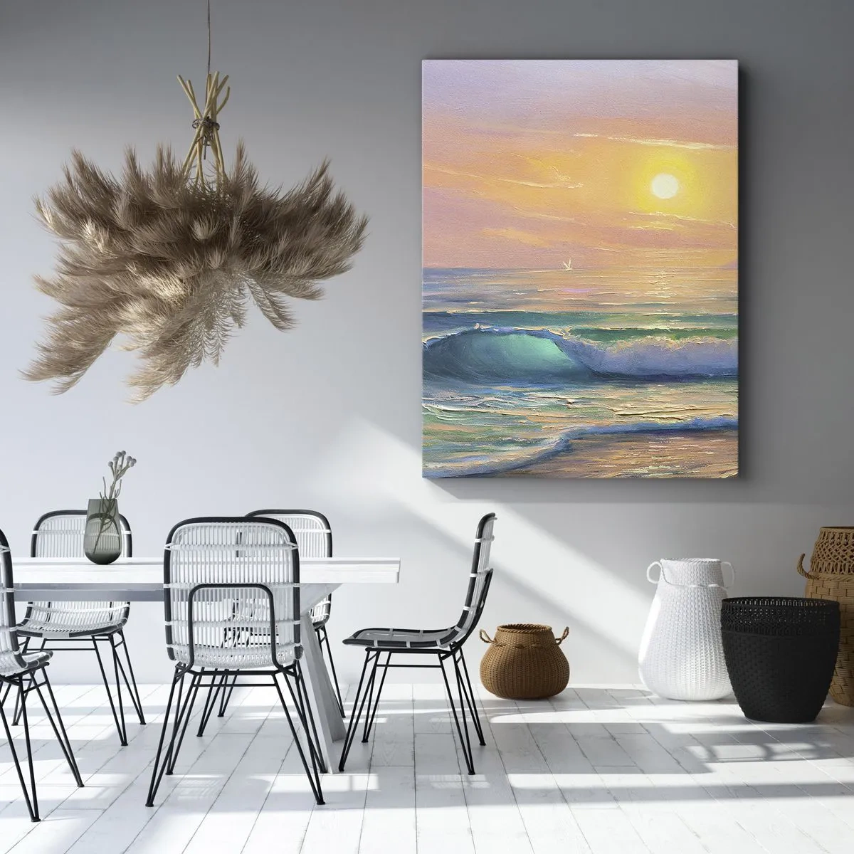 Quadro em tela - O canto turquesa das ondas - 80x120 cm