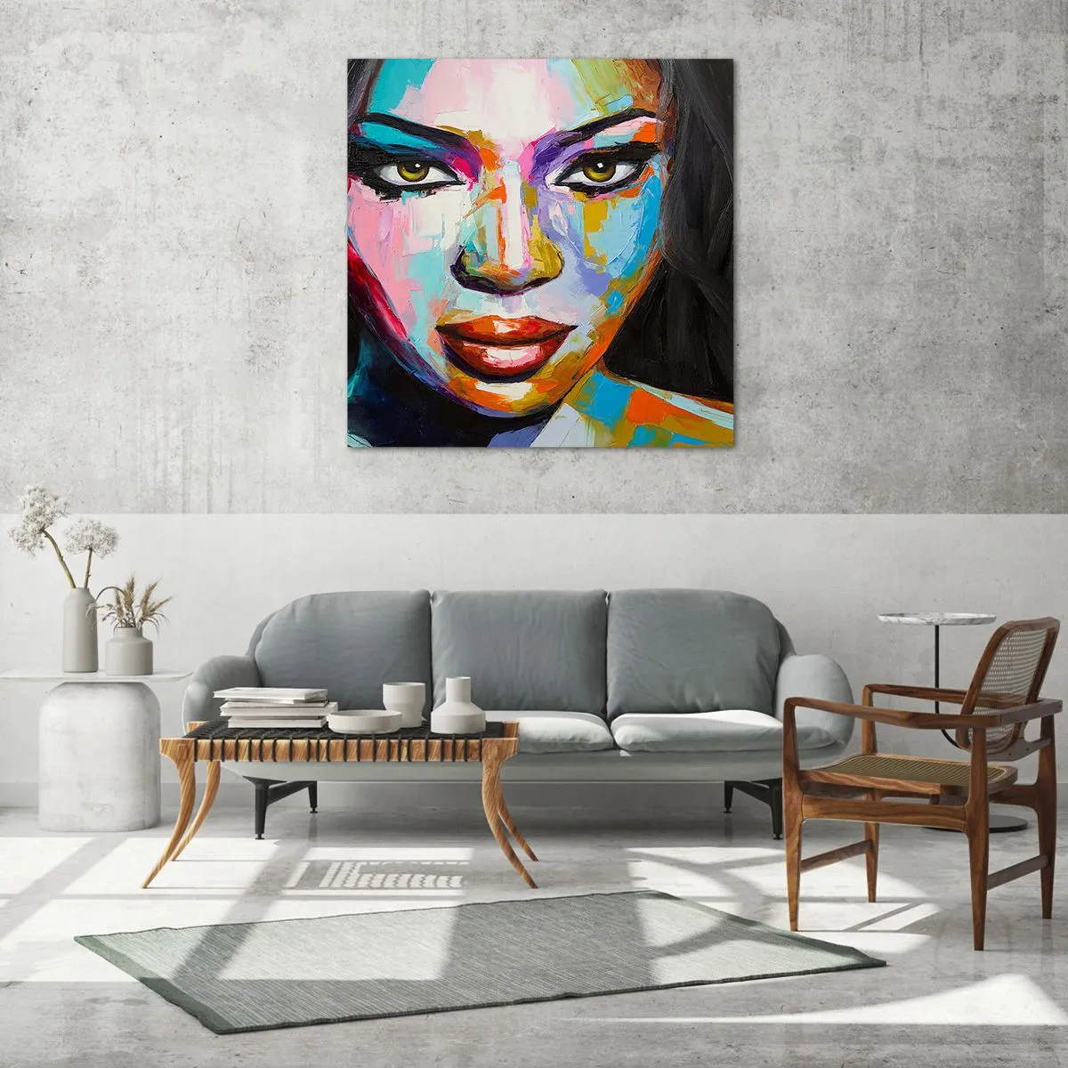 Quadro em vidro - É impossível tirar os olhos - 60x60 cm