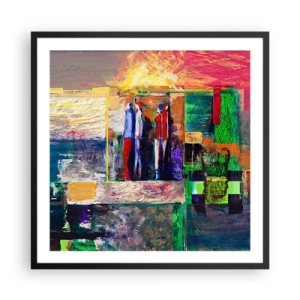 Pôster com moldura preta - Relacionamentos e emoções - 60x60 cm